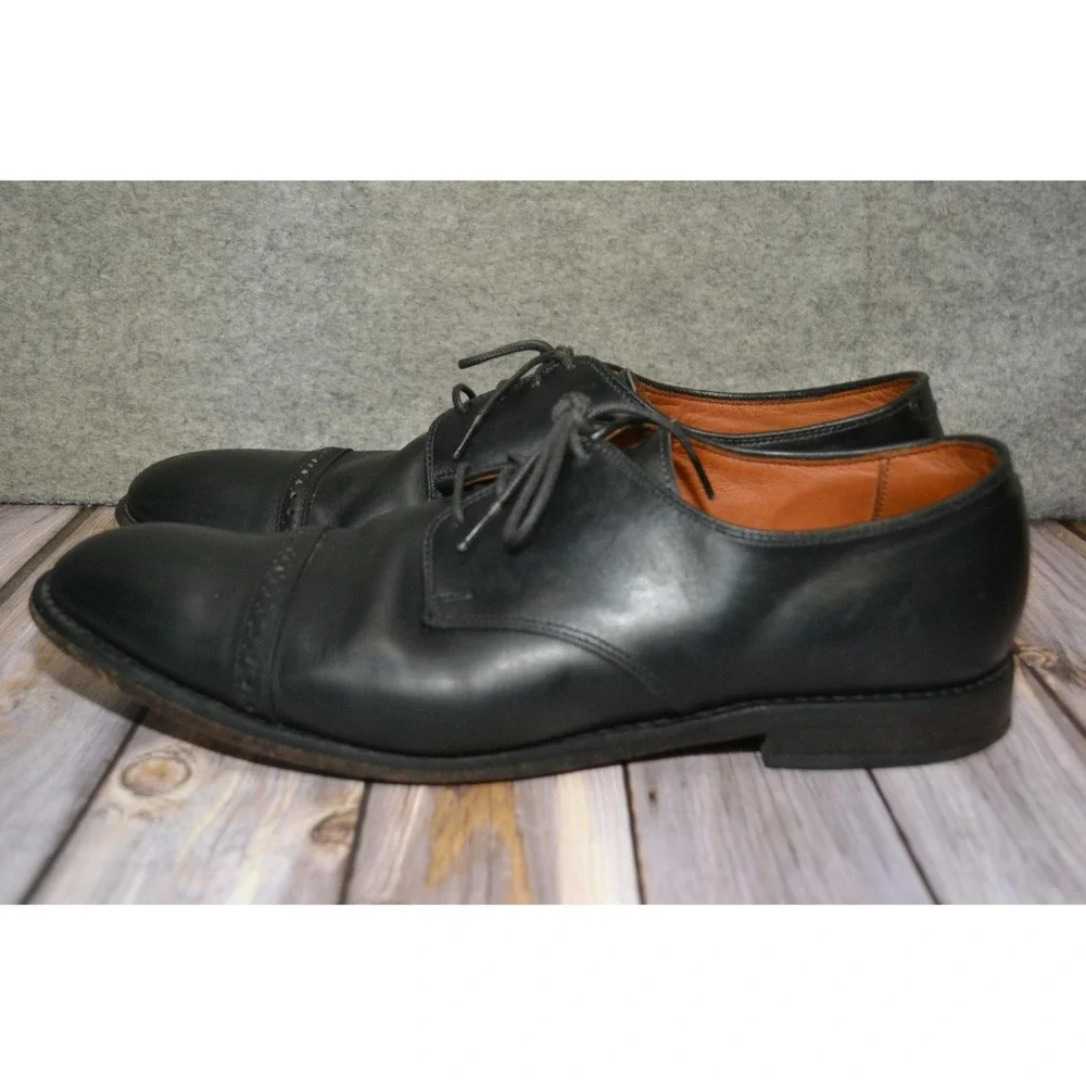 Allen‎ Edmonds Boulevard Shoes Mens 12 D Black Leather Cap Toe Derby Dress 7482